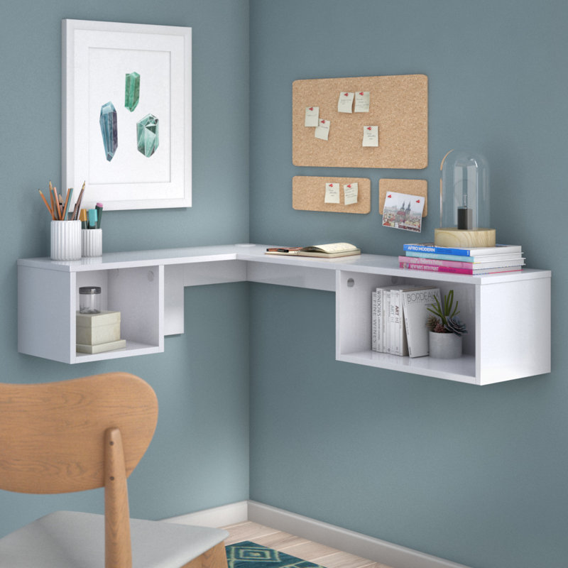 Orren Ellis Chaves LShape Corner Floating desk & Reviews Wayfair